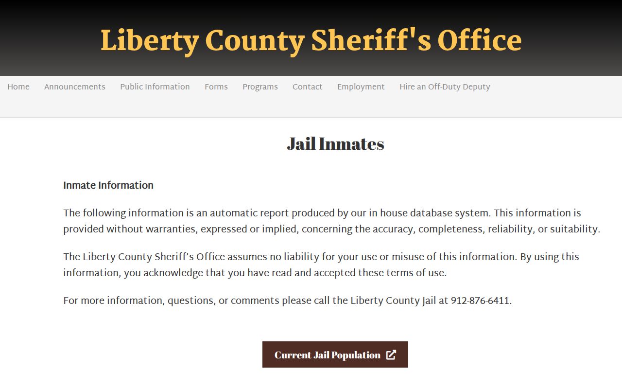 Liberty County arrest lookup current jail population