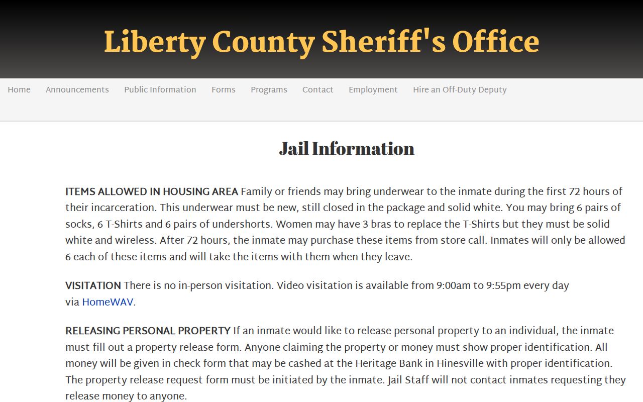 Liberty County arrest lookup jail and booking information
