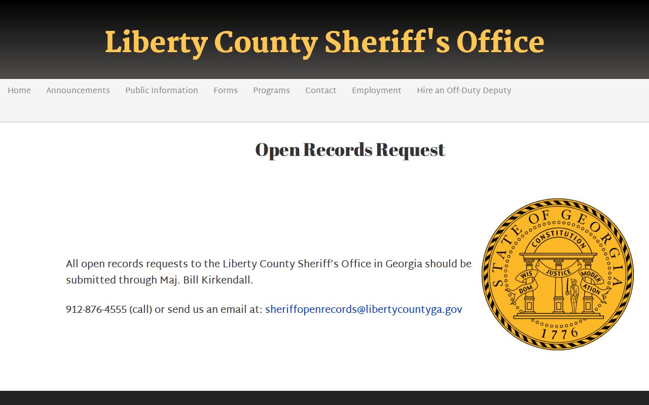 Liberty County arrest record sheriff open-records channel