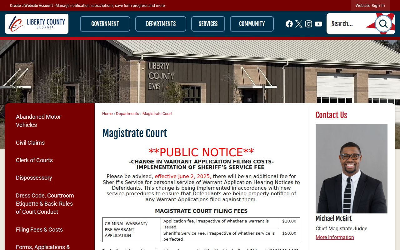Liberty County criminal court case Magistrate Court information