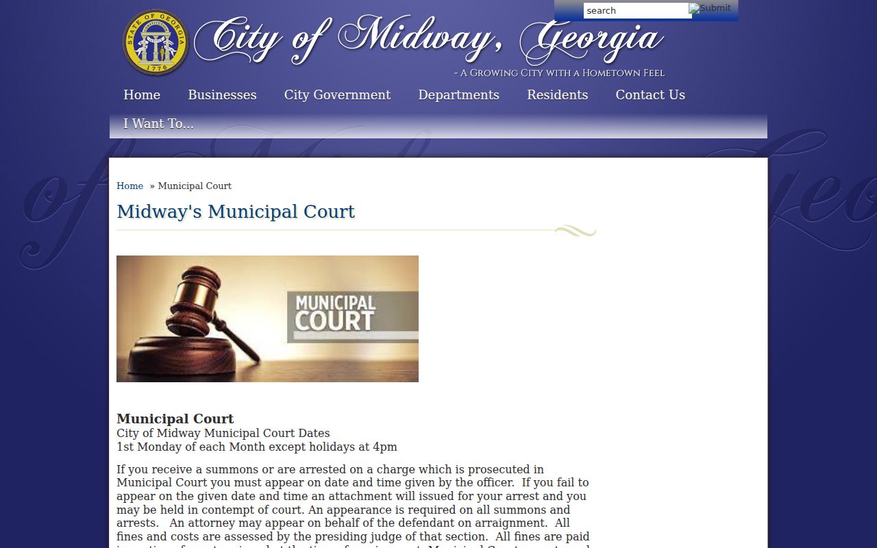 Official Midway Municipal Court schedule and appearance information
