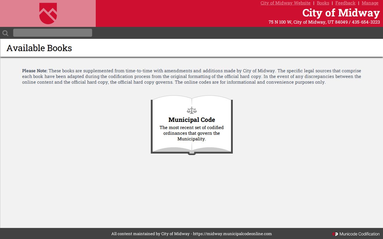 Midway online municipal code publication