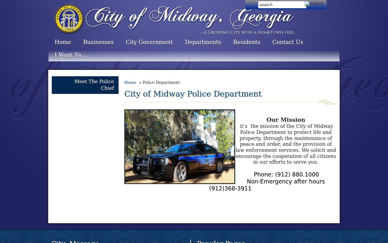 Official Midway Police Department information and contact page