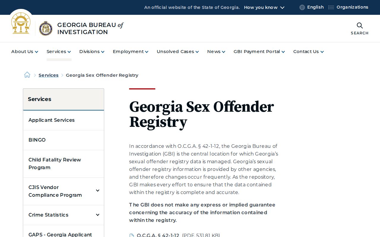 Liberty County sex offender registry information from GBI